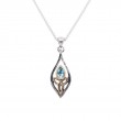 Sterling Silver 10k Guardian Angel Blue Topaz Pendant Small