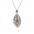 Sterling Silver Oxidized 10k Yellow Eternity Leaf  Pendant