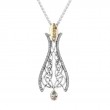 Sterling Silver Oxidized 10k with CZ Dew Drop Gateway Pendant