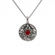 Sterling Silver 10k Garnet Round Aphrodite Pendant