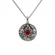 Sterling Silver 10k Garnet Round Aphrodite Pendant