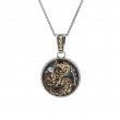 Sterling Silver Oxidized 10k CZ Medallion Dragon Pendant Small (Reversible)