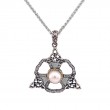 Sterling Silver 10k Fresh Water Pearl & CZ Celestial Pendant