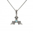 Sterling Silver 10k Sky Blue Topaz & CZ Celestial Pendant Small