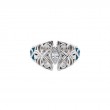 Sterling Silver Sky Blue Enamel and White CZ Butterfly Ring