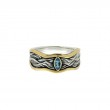 Sterling Silver 10k Marquise Swiss Blue Topaz Rocks 'n Rivers Ring