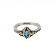 Sterling Silver 10k Marquise Swiss Blue Topaz & CZ Rock 'n Rivers Ring