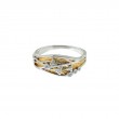 Sterling Silver Rhodium 23k Gilded CZ Celestial Ring