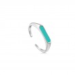 TEAL ENAMEL BAR SILVER ADJUSTABLE RING