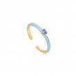 POWDER BLUE ENAMEL GOLD ADJUSTABLE RING