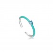 TEAL ENAMEL SILVER ADJUSTABLE RING