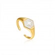 Compass Emblem Gold Adjustable Ring