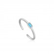 SILVER TURQUOISE BAND ADJUSTABLE RING