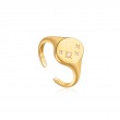 GOLD STARRY KYOTO OPAL ADJUSTABLE SIGNET RING