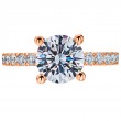 Stunning 18 Karat Rose Gold Engagement Ring Features Venetian Pave Setting