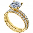 Stunning Yellow Gold Engagement Ring Features Venetian Pave Setting