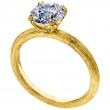 18 Karat Yellow Gold Engagement Ring Is Hand Engraved