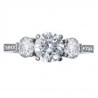 Bead-Set Three-Stone Platinum Engagement Ring