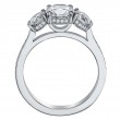 Bead-Set Three-Stone Platinum Engagement Ring