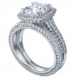 Three Sided Bead Set Platinum Engagement Ring