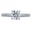 Three-Row Pave Shank Platinum Engagement Ring