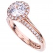 18 Karat Rose Gold Micro Pave Diamond Halo Engagement Ring