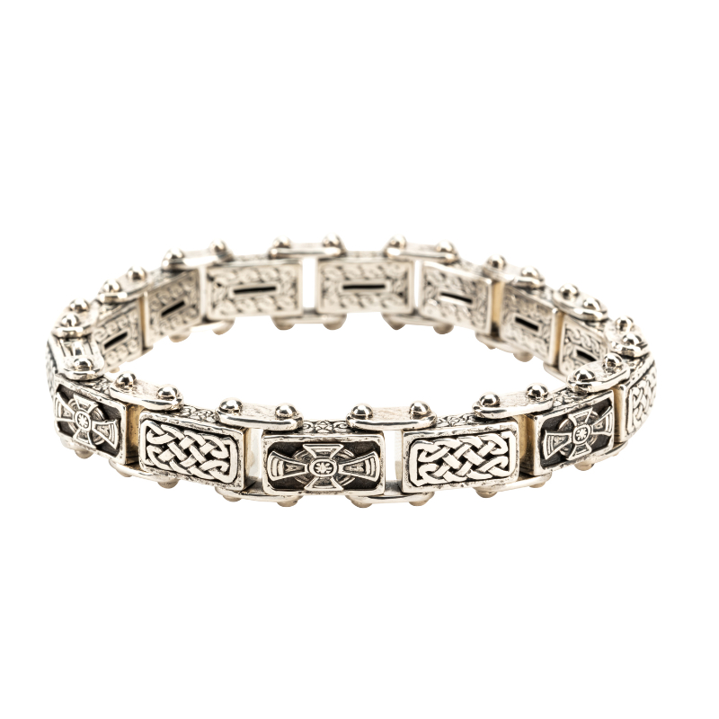 Sterling Silver Oxidized Celtic Cross Small Bracelet