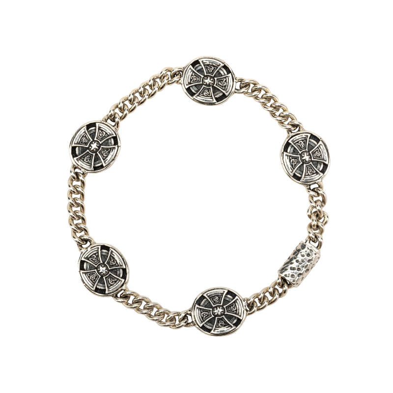 Sterling Silver Oval Cross Bracelet