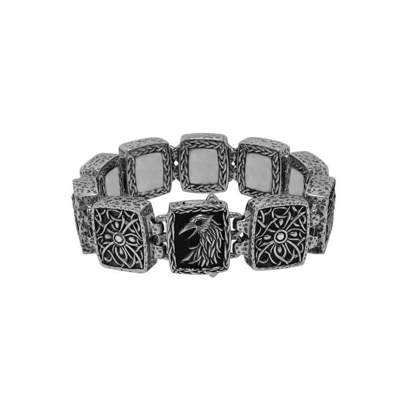 Sterling Silver Oxidized Raven Bracelet 8"