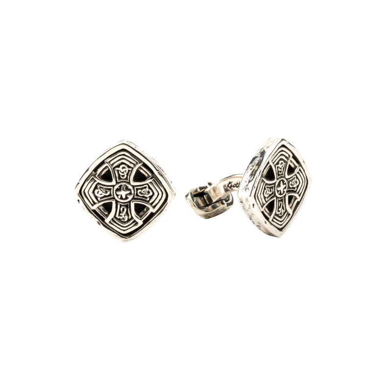 Sterling Silver Cushion Celtic Cross Cufflinks