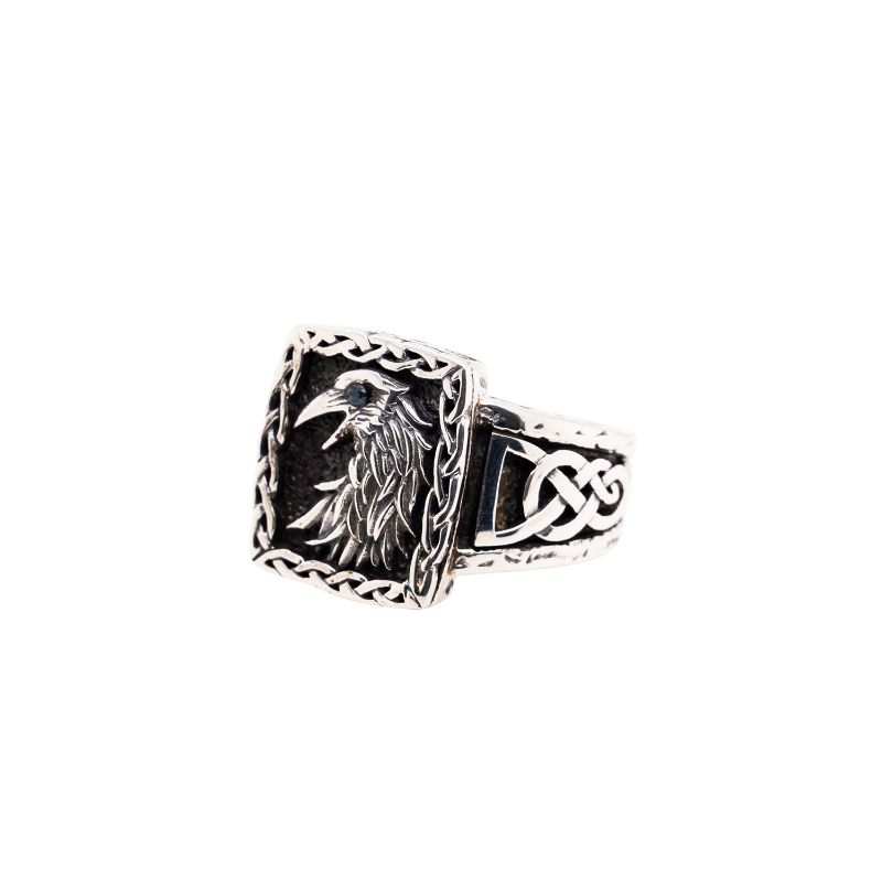 Sterling Silver Black Cubic Zirconia Raven Ring