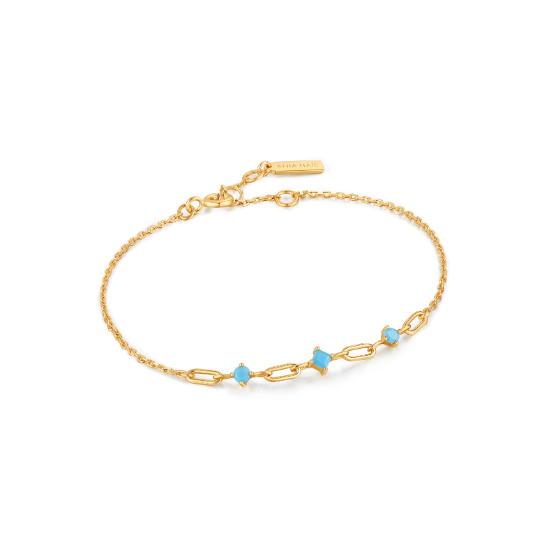 GOLD TURQUOISE LINK BRACELET