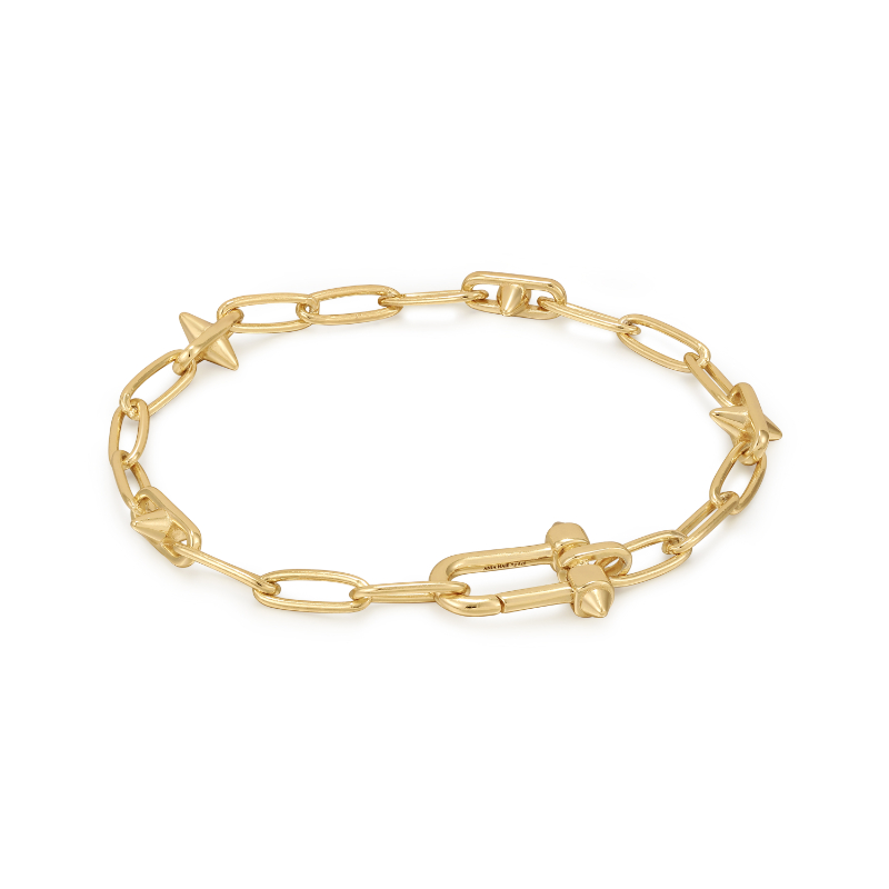 Gold Stud Link Charm Bracelet