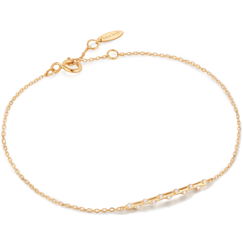 14KT GOLD STARGAZER NATURAL DIAMOND BAR BRACELET