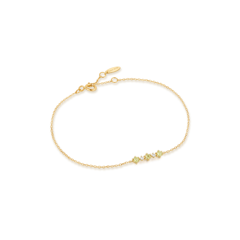 14KT Gold Peridot and White Sapphire Bracelet