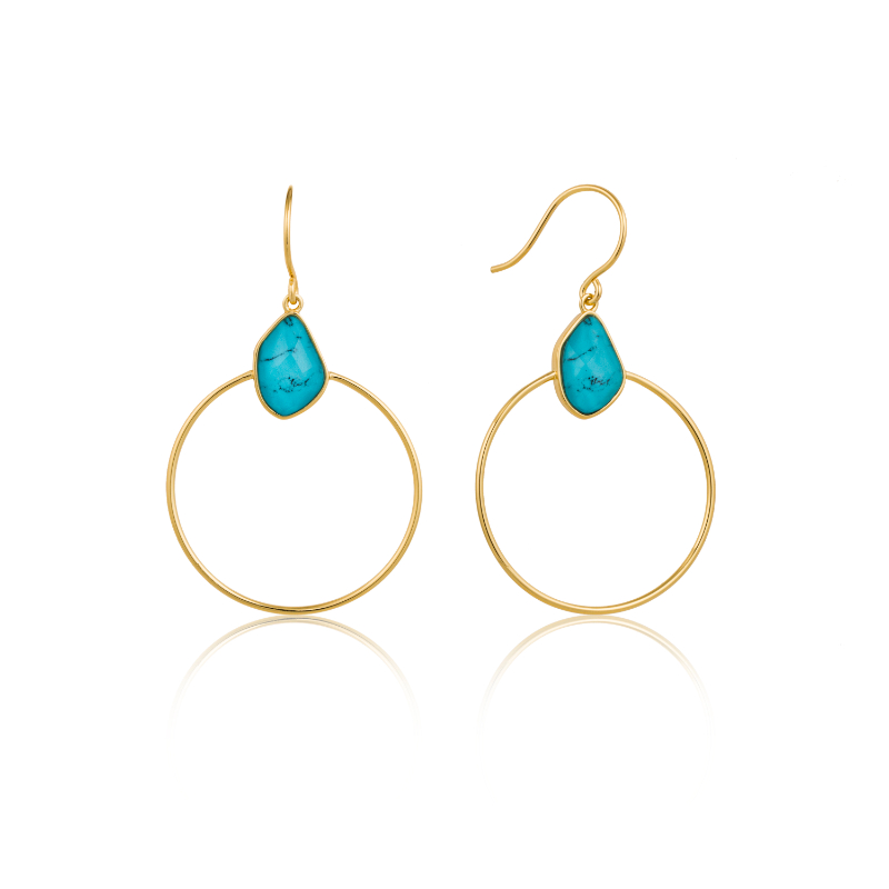 TURQUOISE FRONT HOOP EARRINGS