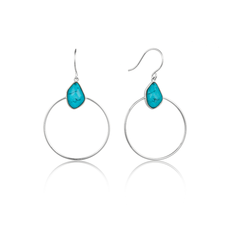 TURQUOISE FRONT HOOP EARRINGS