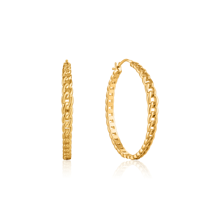 CURB CHAIN HOOP EARRINGS