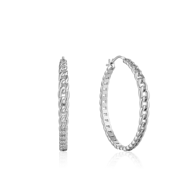 CURB CHAIN HOOP EARRINGS