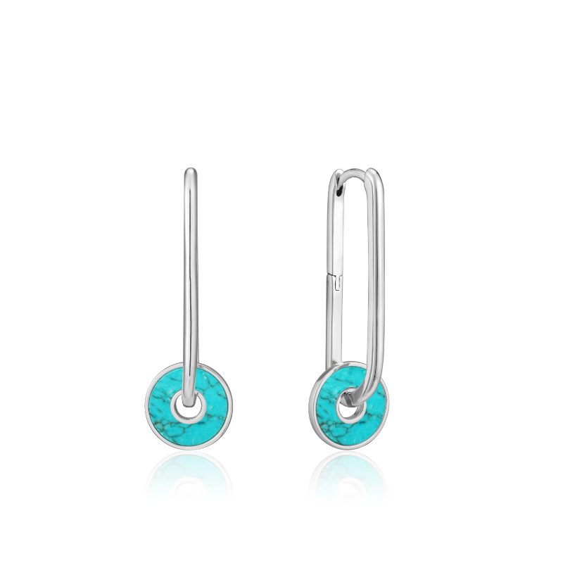 TURQUOISE DISC HOOP EARRINGS