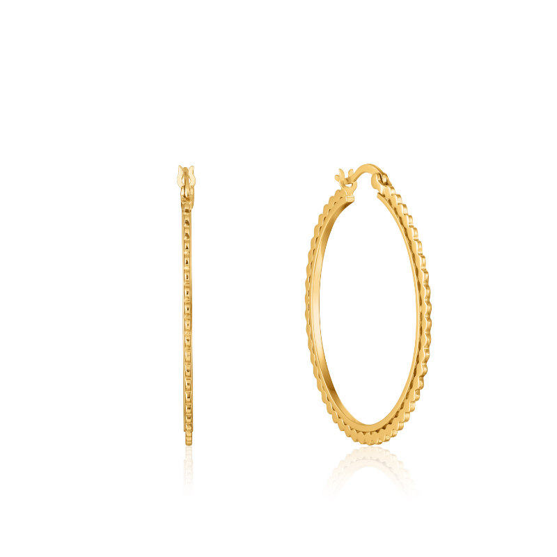 FLAT BEADED HOOP EARRINGS