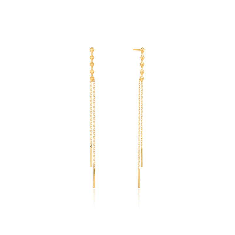 Gold Spike Double Drop Earrings