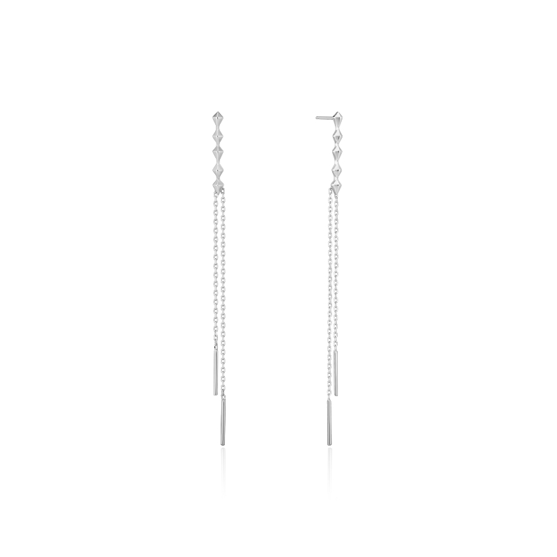 Silver Spike Double Drop Earrings