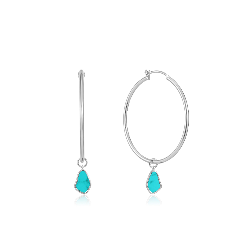 Tidal Turquoise Drop Hoop Earrings