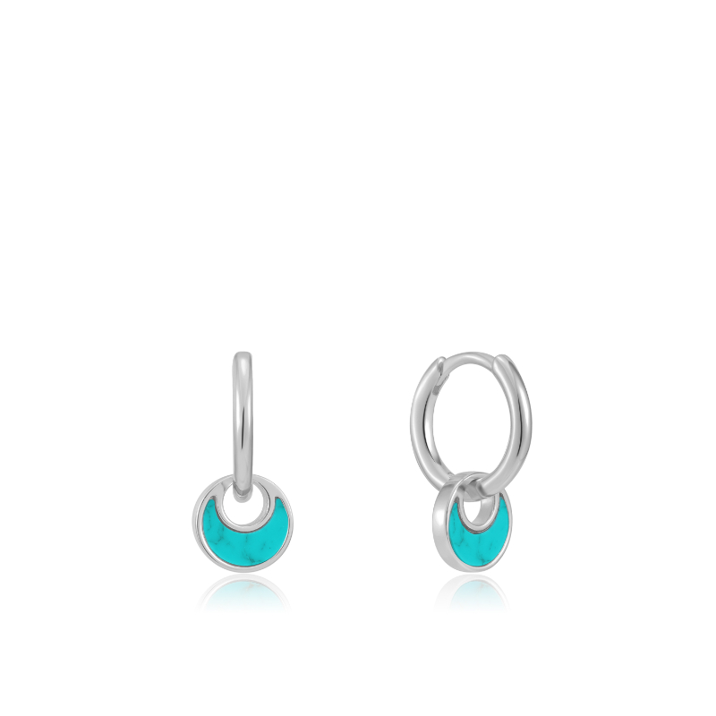 Tidal Turquoise Crescent Huggie Hoops