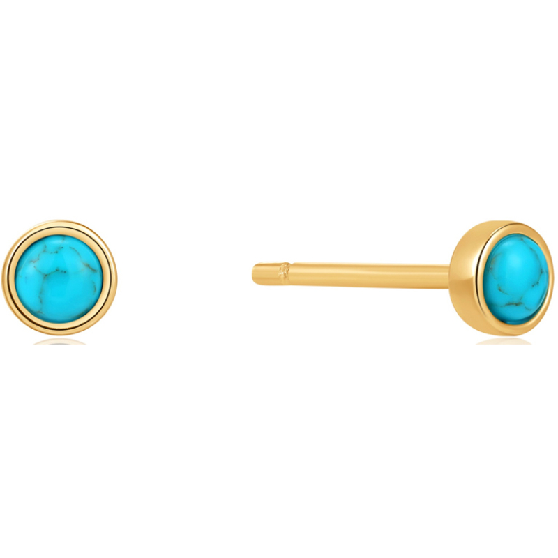 TIDAL TURQUOISE CABOCHON STUD EARRINGS