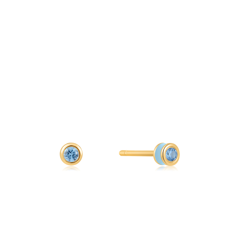 POWDER BLUE ENAMEL GOLD STUD EARRING