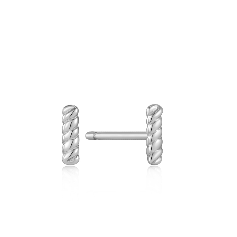 SILVER ROPE BAR STUD EARRINGS