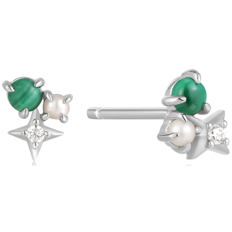 Malachite Star Stud Earrings