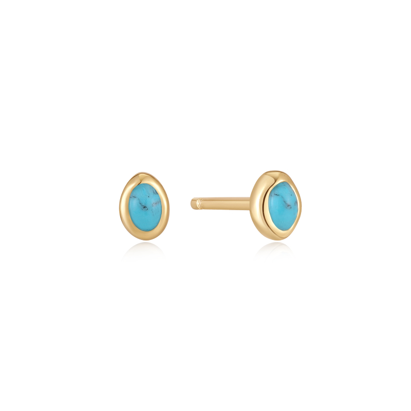 Turquoise Wave Stud Earrings